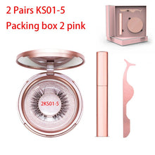 Load image into Gallery viewer, Magnetic Eyelashes Set 2 Pairs False Eyelashes Magnetic Eyeliner Eyelash Tweezer 5 Magnets Natural Long Makeup Tool Kit with Box